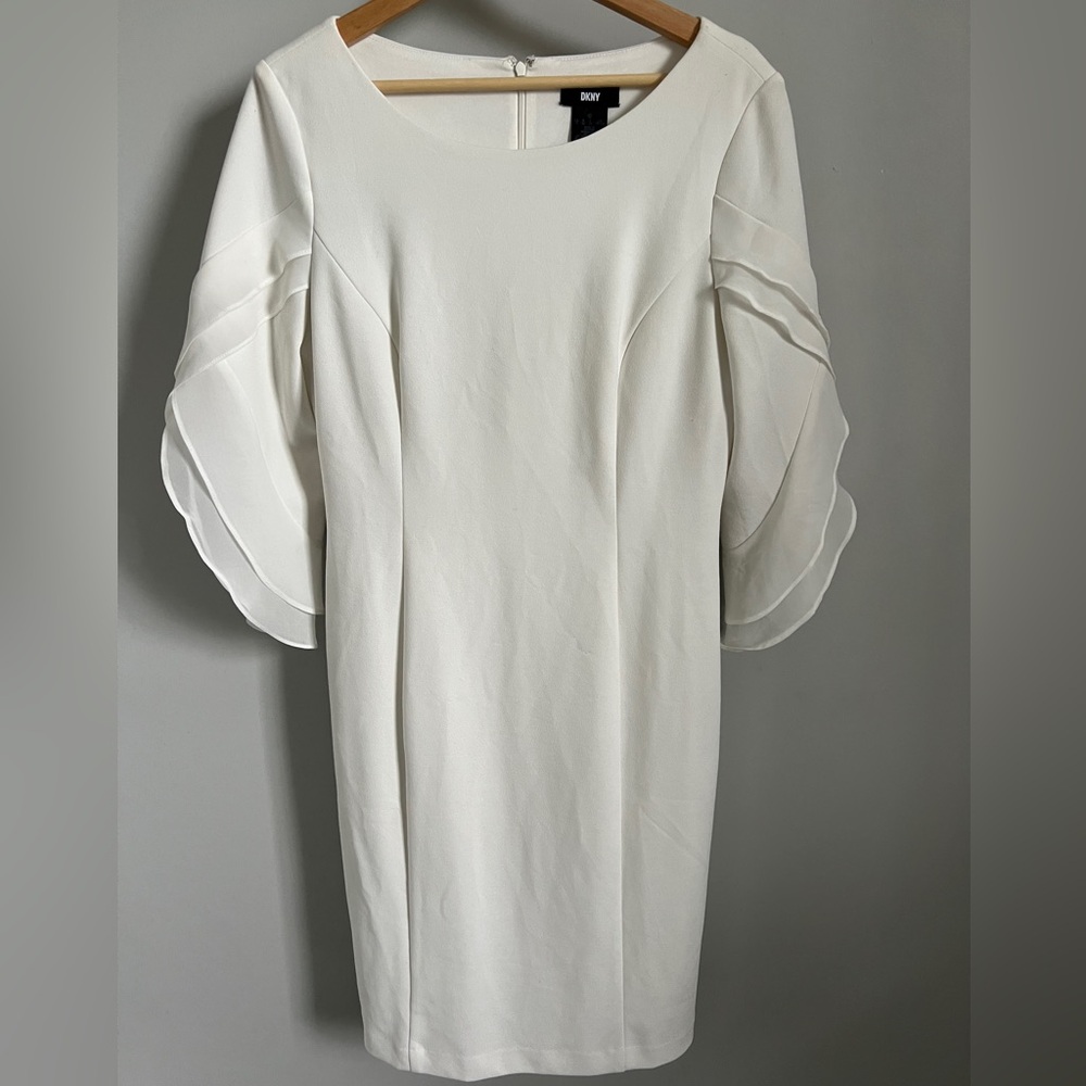 DKNY White Long Sleeve Dress